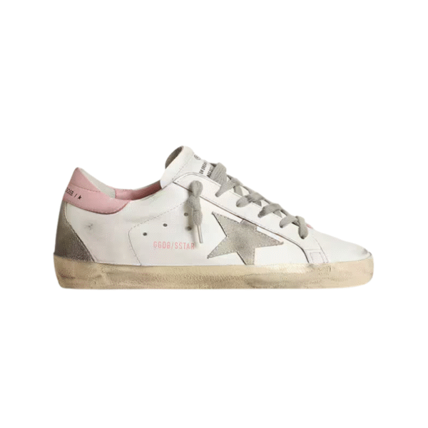 Golden Goose Super-Star - gray suede star and pink leather heel tab