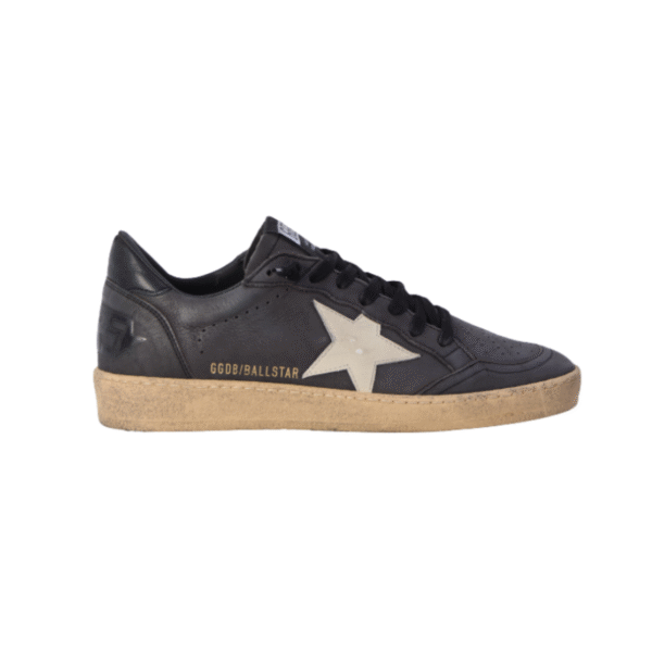 Golden Goose Ball Star low-top sneakers black leather with a white star and heel tab.