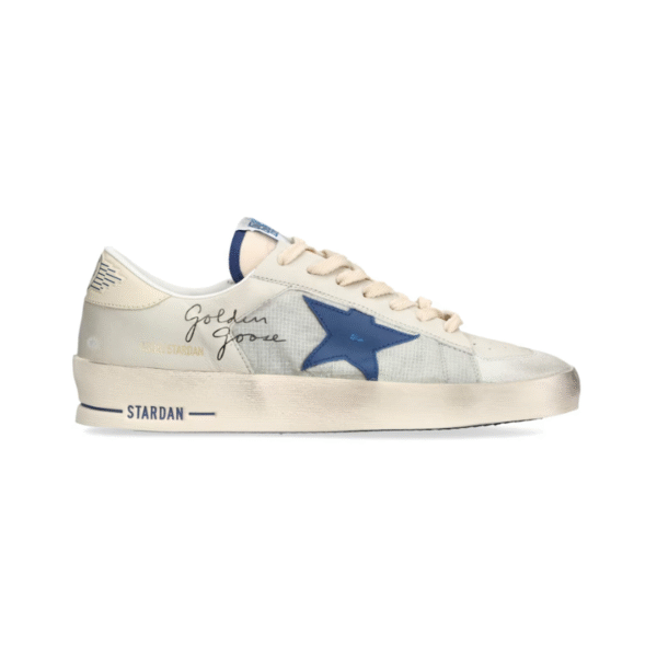 Golden Goose Leather Stardan Ivory Blue Star